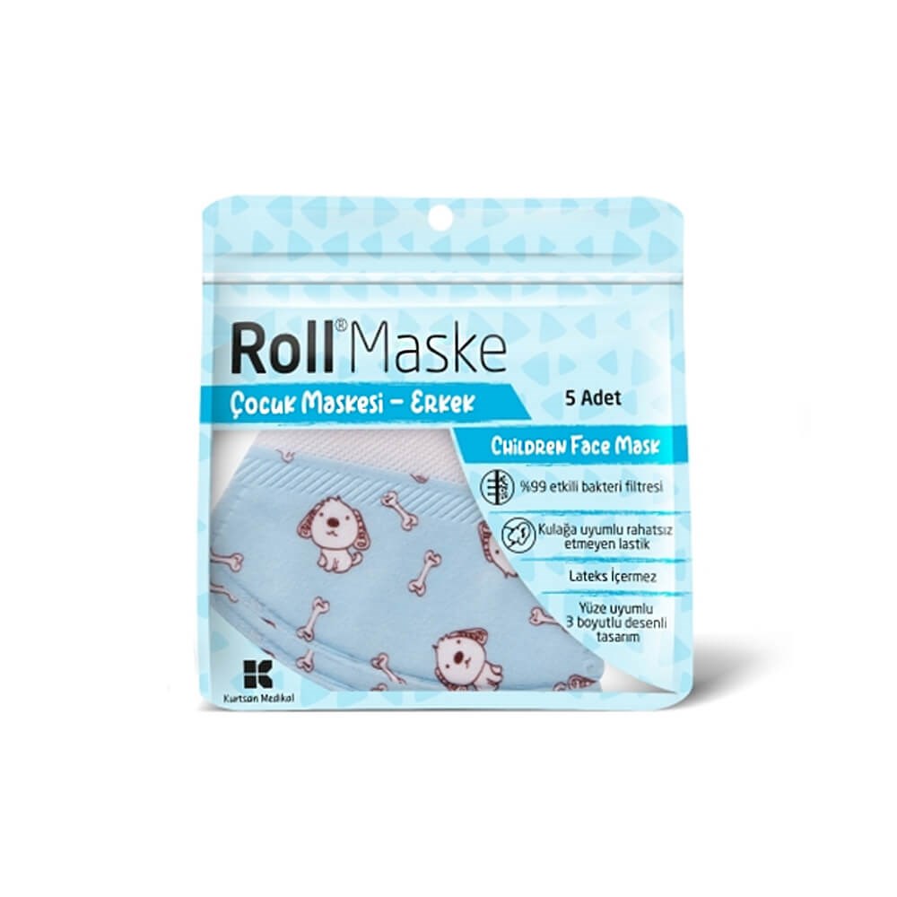 Roll Cocuk Maskesi Erkek 5 Li Paket