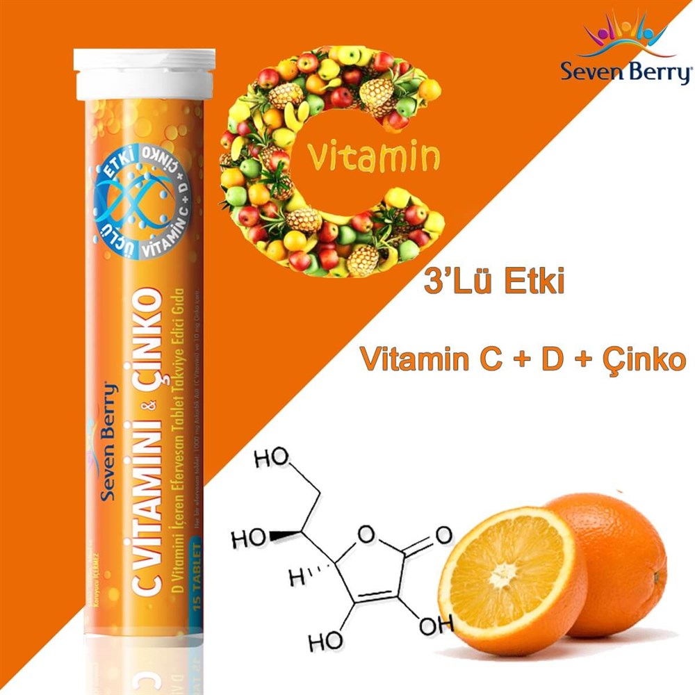 Seven Berry C Vitamini & Çinko 15 Efervesan Tablet